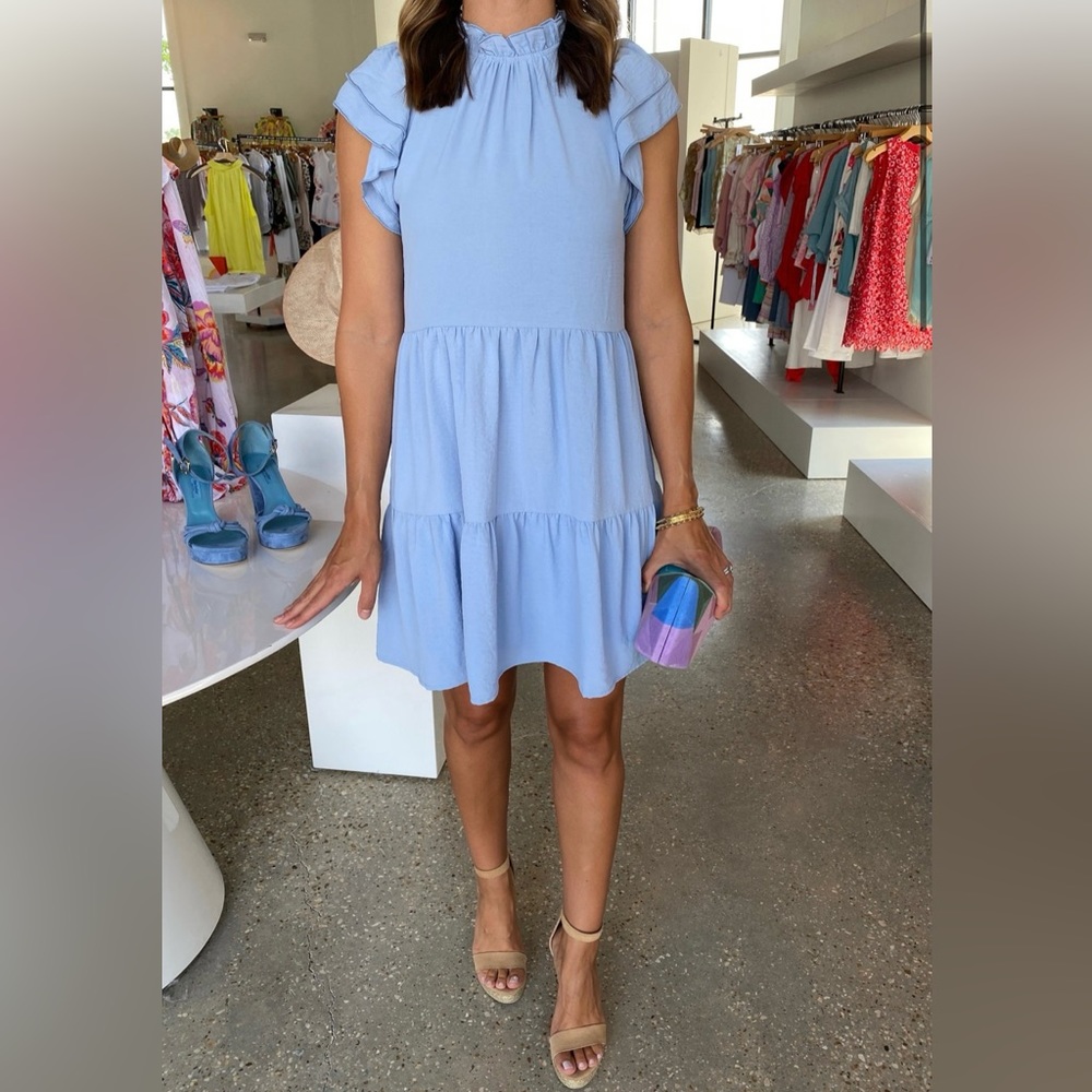 Entro blue tiered ruffle dress